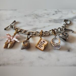 RARE Juicy Couture Heart Charm Bracelet Ballet Ring Diary Of A Couture Girl Y2K